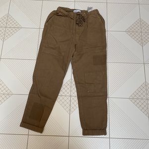 Zara High Waisted Cargo Drawstring Joggers Size 2